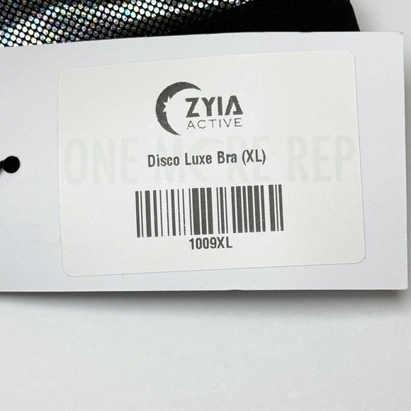 Zyia Sports Bra Women’s Holographic Disco Luxe Gunmetal Silver Racerback Size XL - Picture 7 of 8